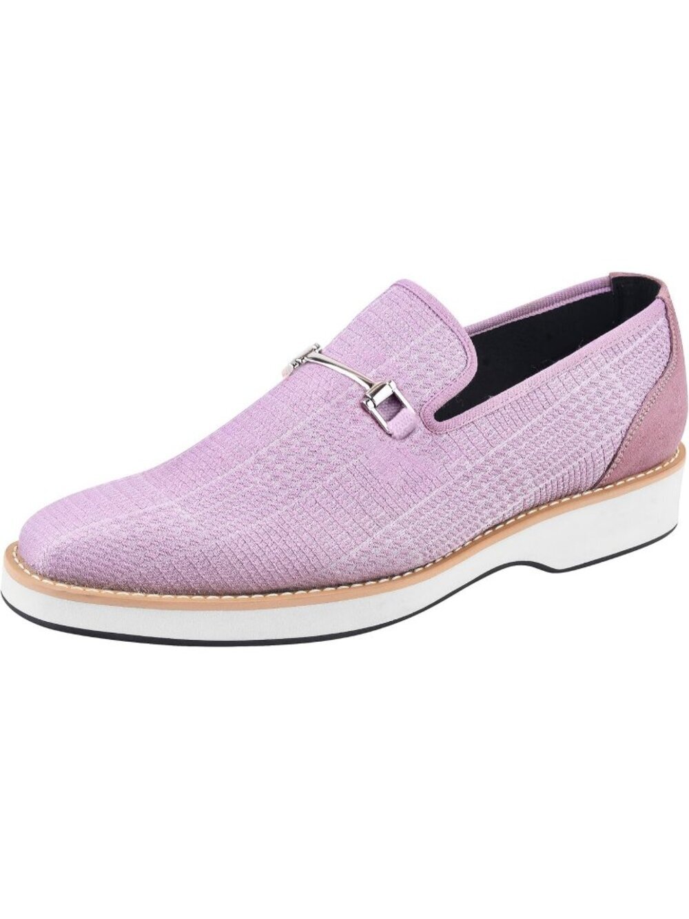 LIBERTYZENO Men's Lilac Canvas Textile Suede Leather Loafer Tuxedo Slip On Shoes